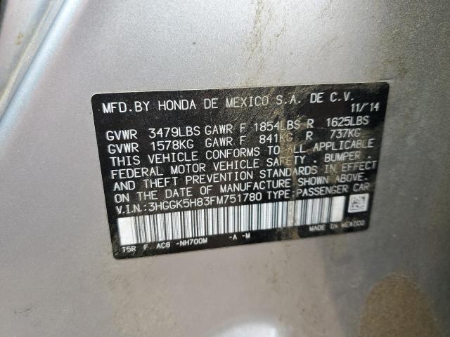 2015 Honda Fit Ex VIN: 3HGGK5H83FM751780 Lot: 55831494