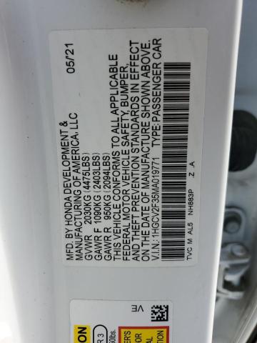 2021 Honda Accord Sport VIN: 1HGCV2F35MA019771 Lot: 56018934