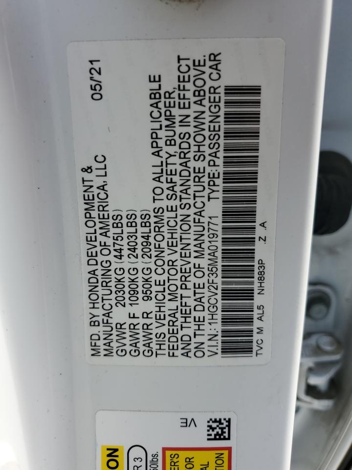 1HGCV2F35MA019771 2021 Honda Accord Sport