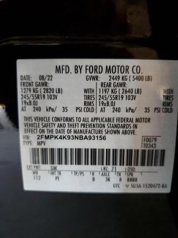 2022 Ford Edge Titanium VIN: 2FMPK4K93NBA93156 Lot: 55572654