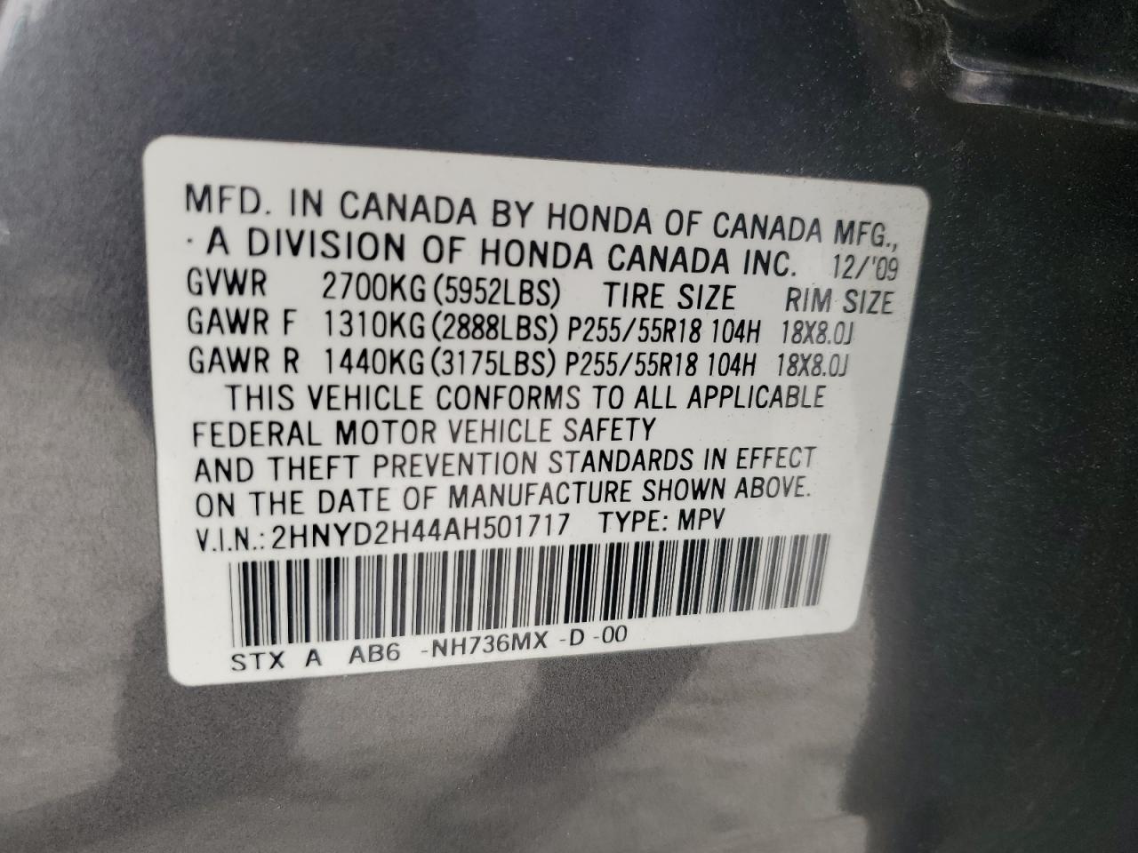 2HNYD2H44AH501717 2010 Acura Mdx Technology