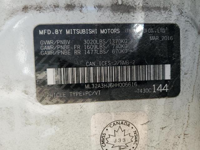 2017 Mitsubishi Mirage Es VIN: ML32A3HJ6HH006616 Lot: 55002194