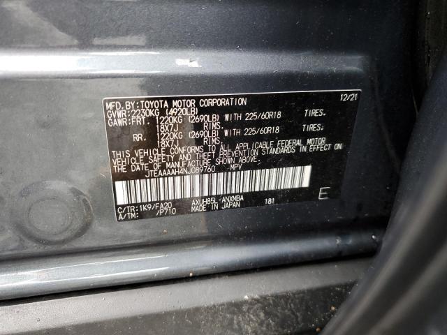 2022 Toyota Venza Le VIN: JTEAAAAH4NJ089760 Lot: 55113804