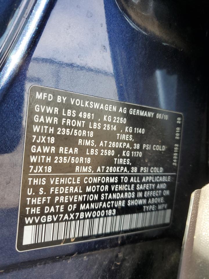 WVGBV7AX7BW000183 2011 Volkswagen Tiguan S