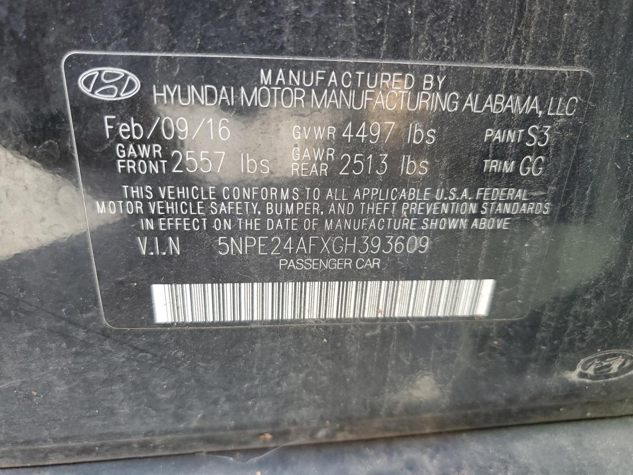 5NPE24AFXGH393609 2016 Hyundai Sonata Se