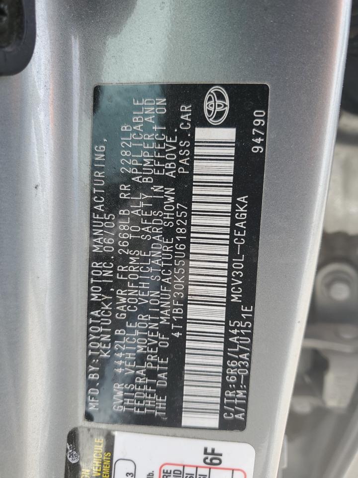 4T1BF30K55U618257 2005 Toyota Camry Le