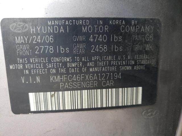 2006 Hyundai Azera Se VIN: KMHFC46FX6A127194 Lot: 54435024