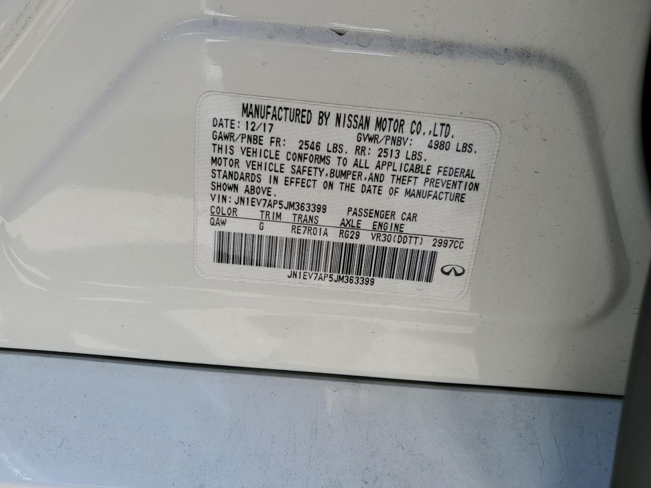 JN1EV7AP5JM363399 2018 Infiniti Q50 Luxe