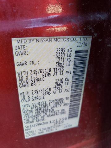 2017 Nissan Murano S VIN: 5N1AZ2MH2HN121256 Lot: 53827694