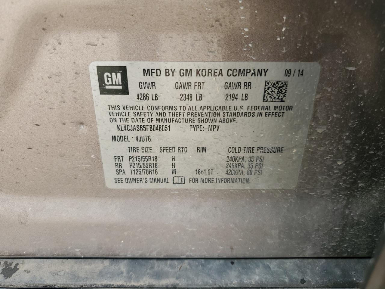 KL4CJASB5FB048051 2015 Buick Encore