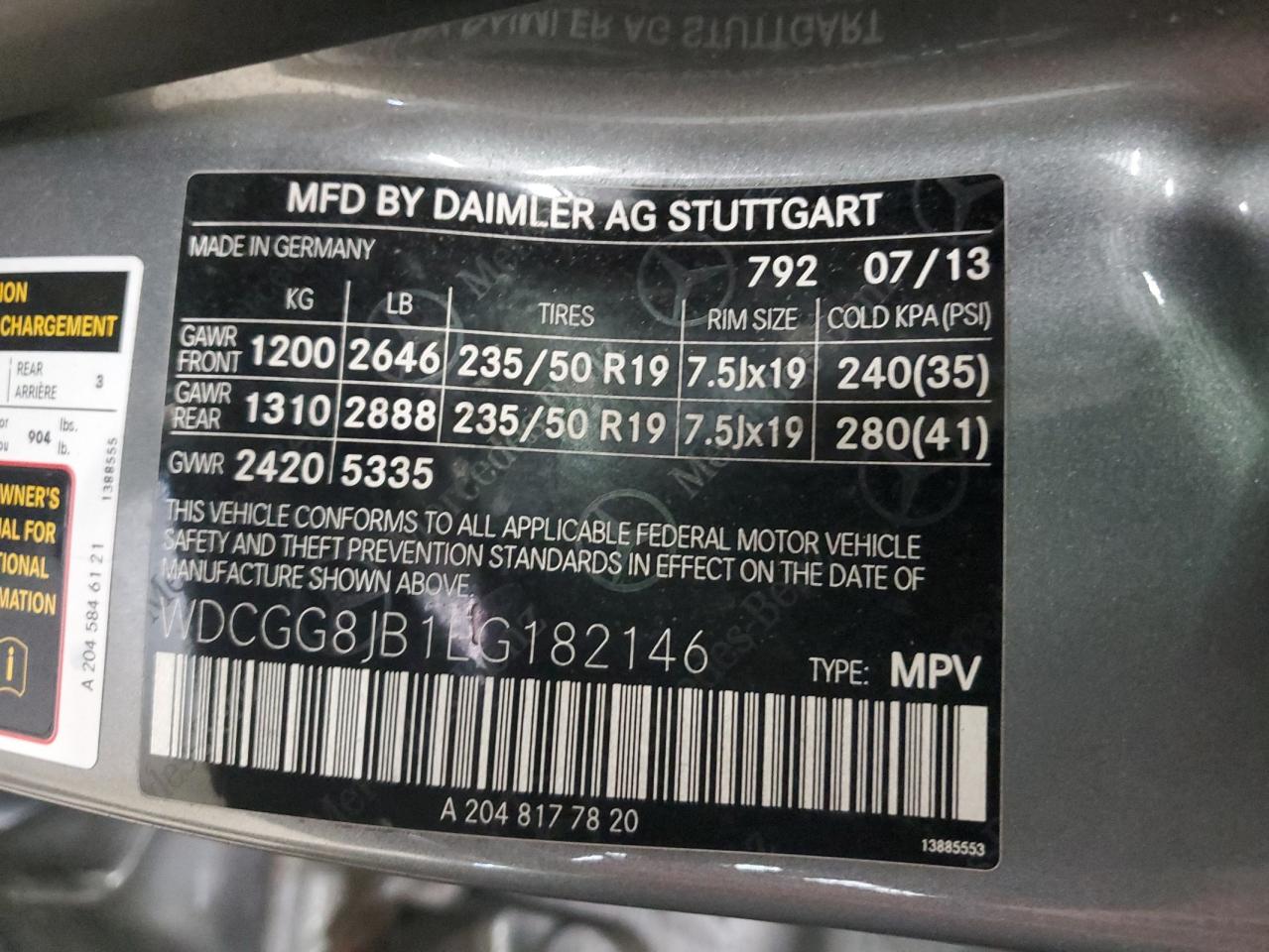 2014 Mercedes-Benz Glk 350 4Matic vin: WDCGG8JB1EG182146