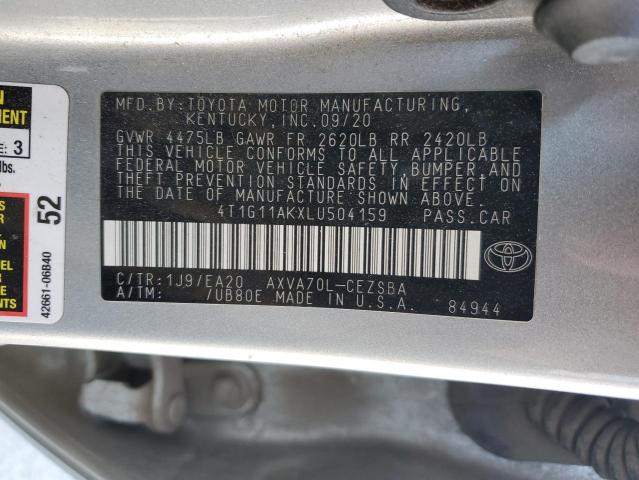 VIN 4T1G11AKXLU504159 2020 Toyota Camry, SE no.13