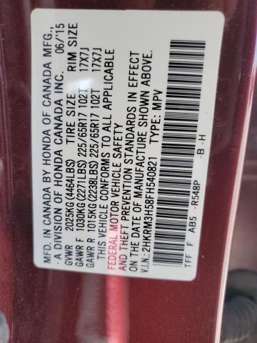 2015 Honda Cr-V Ex VIN: 2HKRM3H58FH540821 Lot: 53898004