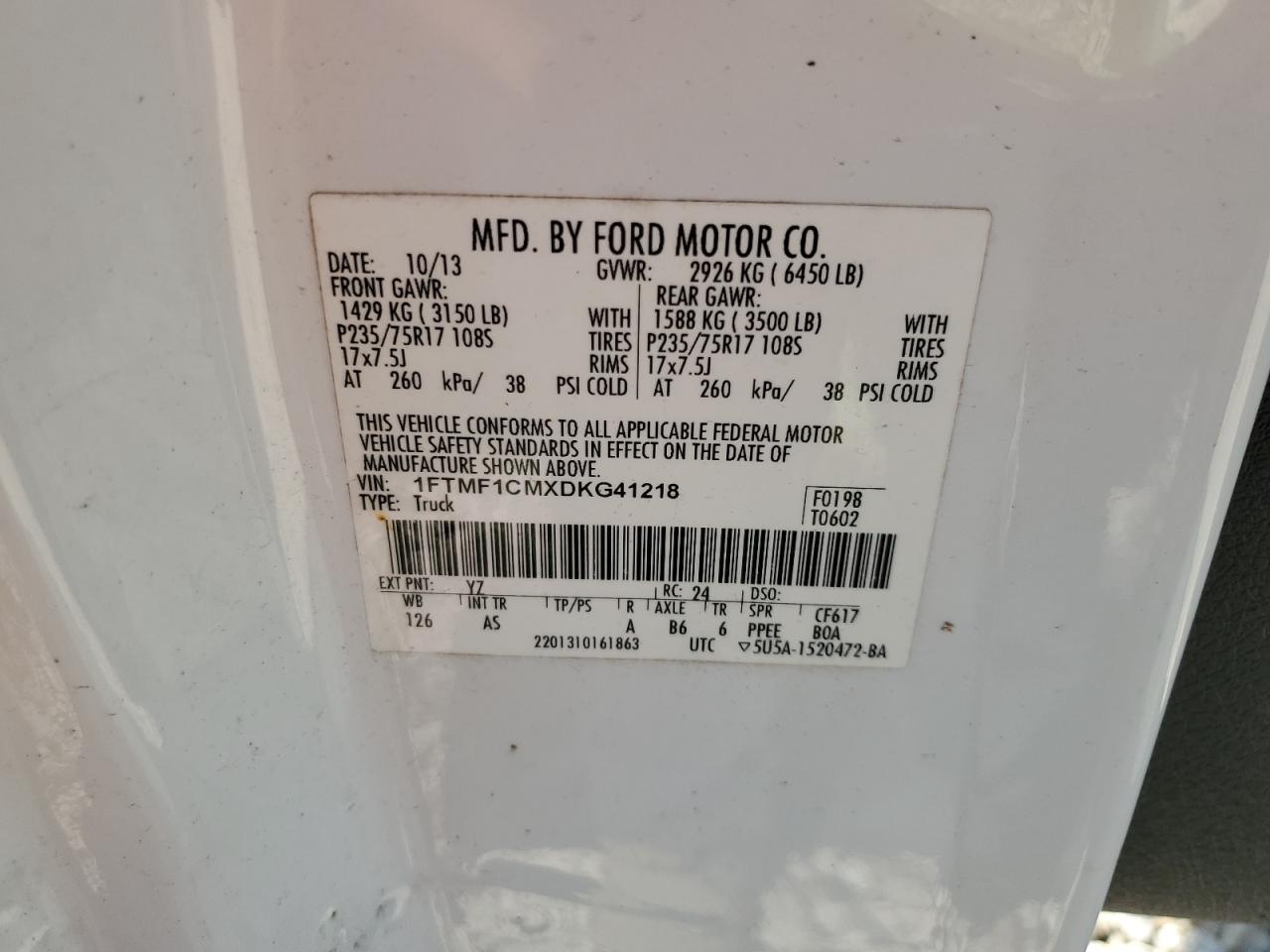 1FTMF1CMXDKG41218 2013 Ford F150