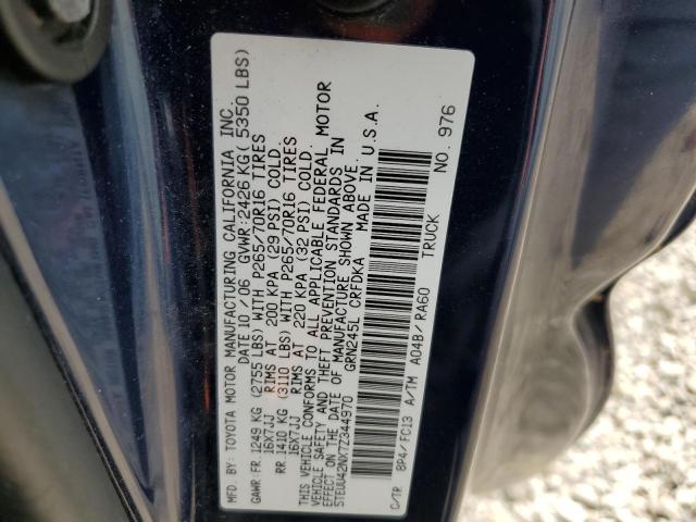 2007 Toyota Tacoma Access Cab VIN: 5TEUU42NX7Z344970 Lot: 54624794