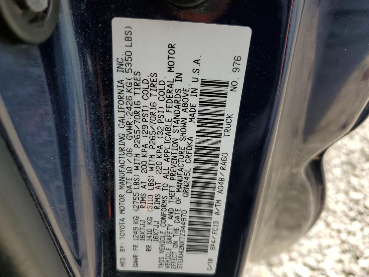 5TEUU42NX7Z344970 2007 Toyota Tacoma Access Cab