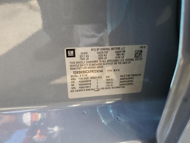 2015 Chevrolet Tahoe K1500 Lt VIN: 1GNSKBKCXFR724344 Lot: 54848894