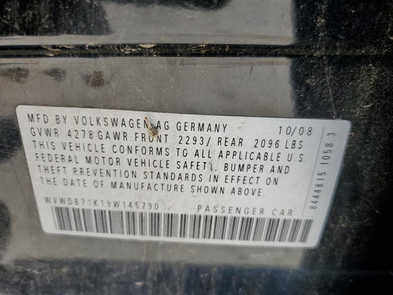 WVWDB71K19W145790 2009 Volkswagen Rabbit