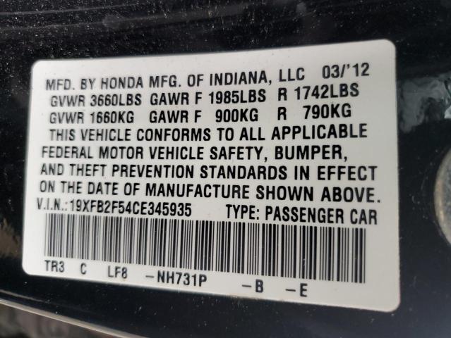 2012 Honda Civic Lx VIN: 19XFB2F54CE345935 Lot: 56076874