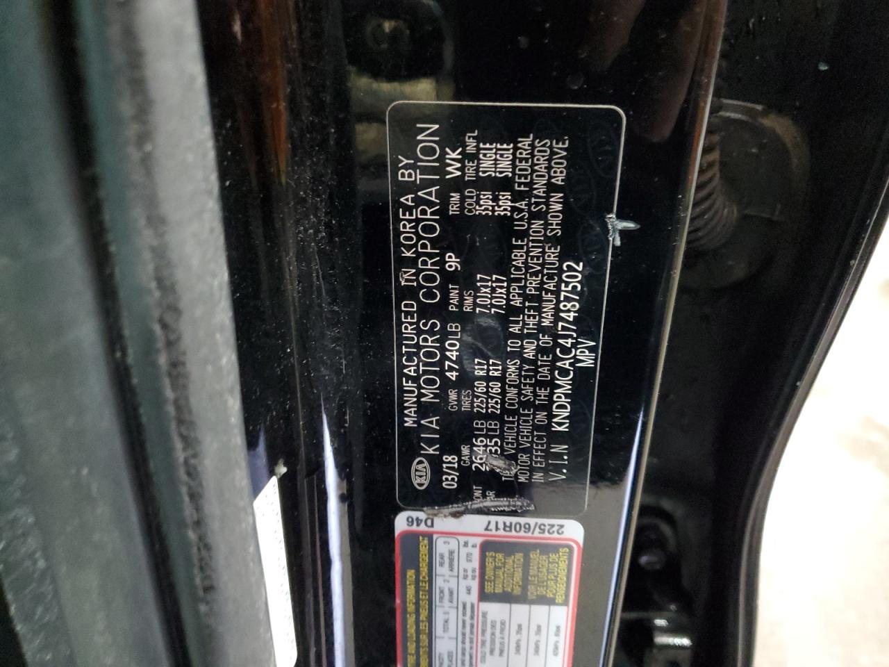 KNDPMCAC4J7487502 2018 Kia Sportage Lx