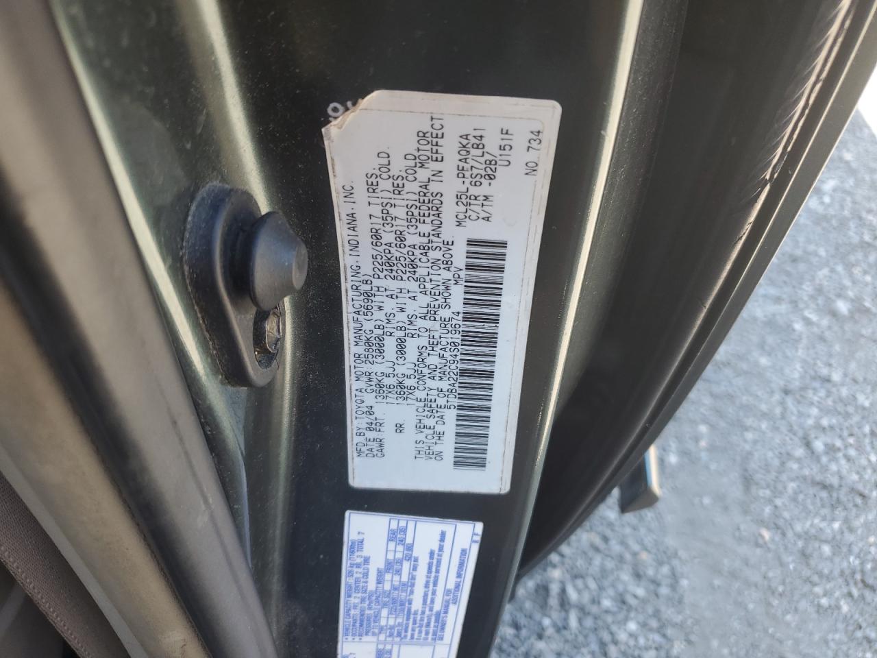 5TDBA22C94S019674 2004 Toyota Sienna Xle