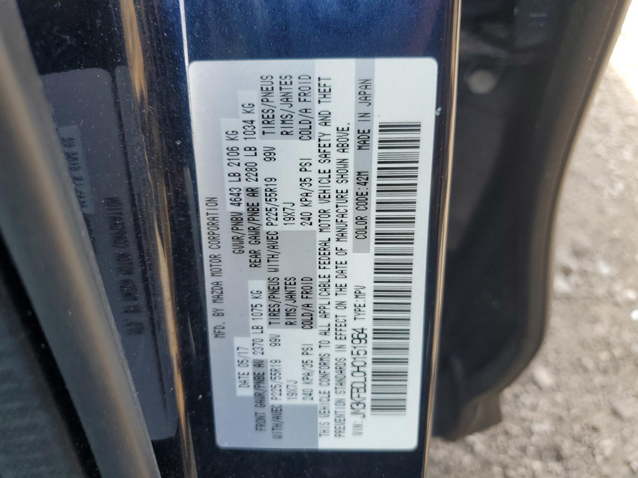 JM3KFBDL0H0151964 2017 Mazda Cx-5 Grand Touring