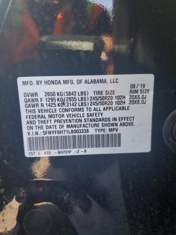 2020 HONDA PILOT BLAC - 5FNYF6H71LB003338