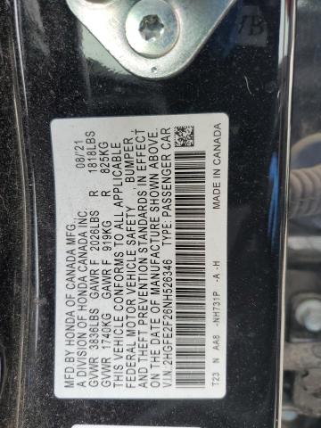 2HGFE2F26NH526346 2022 HONDA CIVIC - Image 12