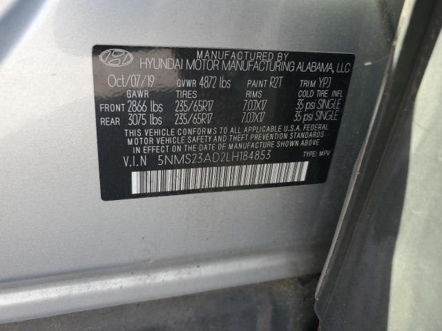 2020 Hyundai Santa Fe Se VIN: 5NMS23AD2LH184853 Lot: 56763864