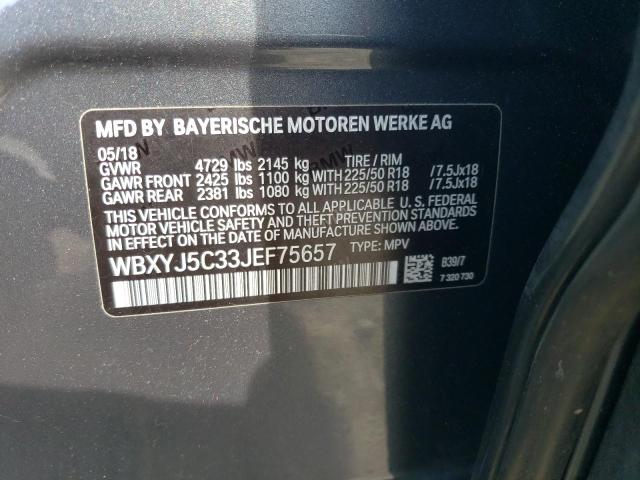 VIN WBXYJ5C33JEF75657 2018 BMW X2 no.13