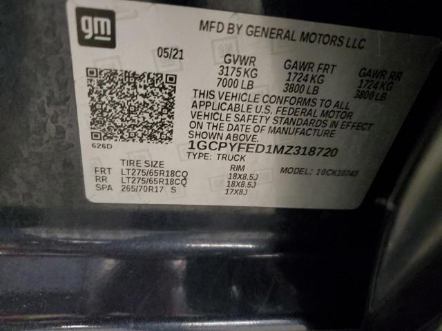 2021 Chevrolet Silverado K1500 Lt Trail Boss VIN: 1GCPYFED1MZ318720 Lot: 56504034