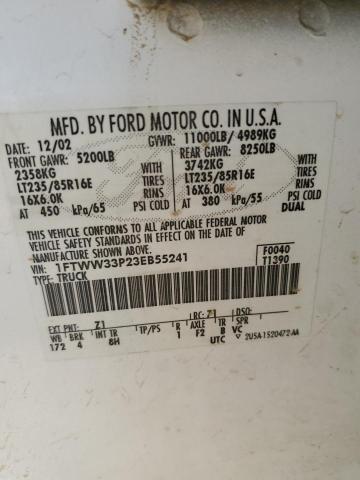 2003 Ford F350 Super Duty VIN: 1FTWW33P23EB55241 Lot: 54388974