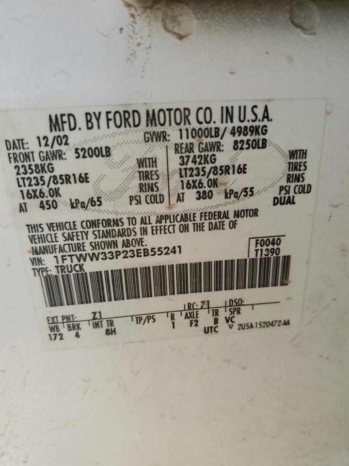 1FTWW33P23EB55241 2003 Ford F350 Super Duty