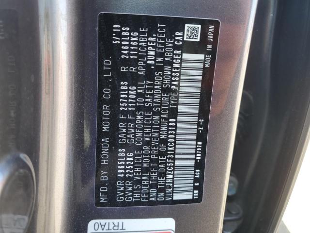 2019 Honda Clarity Touring VIN: JHMZC5F31KC003180 Lot: 56952284