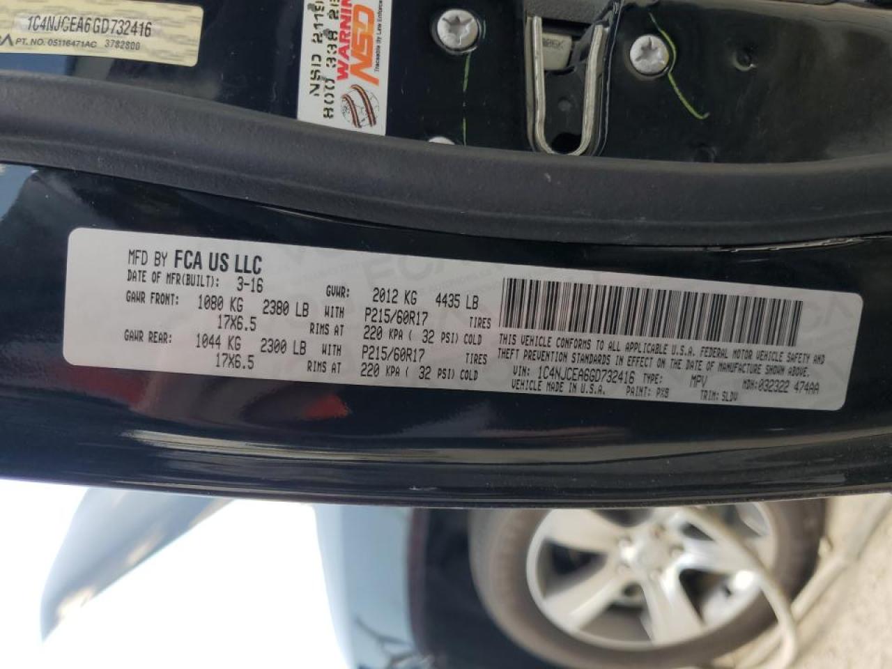 1C4NJCEA6GD732416 2016 Jeep Compass Latitude