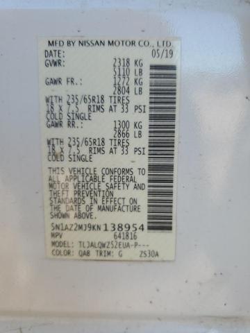 2019 Nissan Murano S VIN: 5N1AZ2MJ9KN138954 Lot: 54034164