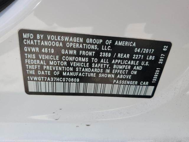 2017 VOLKSWAGEN PASSAT SE - 1VWGT7A37HC070609