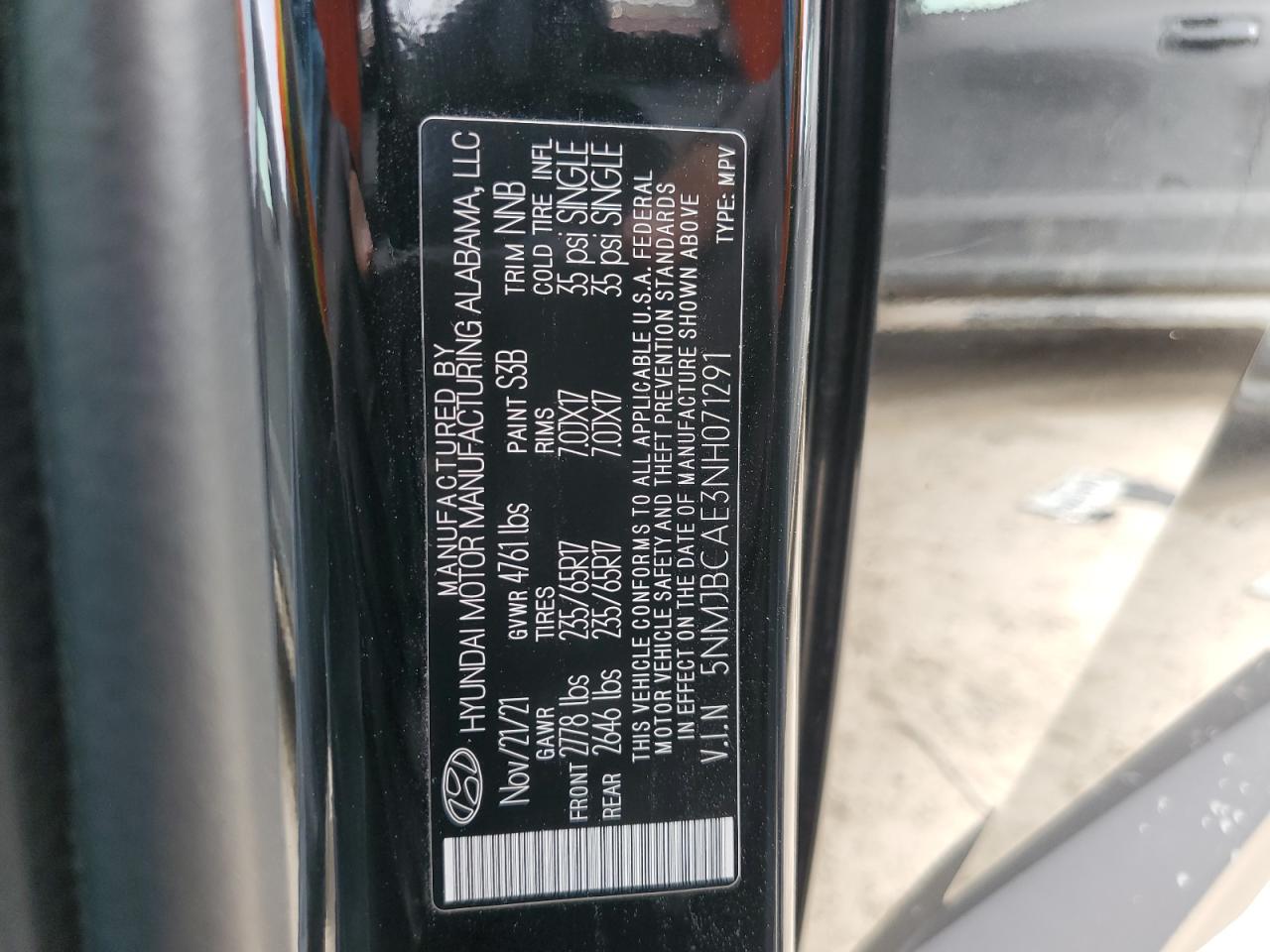 5NMJBCAE3NH071291 2022 Hyundai Tucson Sel