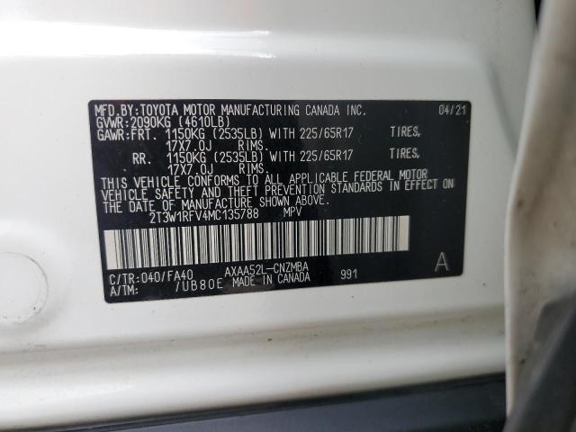 2021 Toyota Rav4 Xle VIN: 2T3W1RFV4MC135788 Lot: 57100304