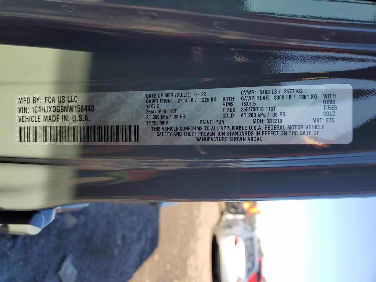 1C4HJXDG9NW158440 2022 Jeep Wrangler Unlimited Sport