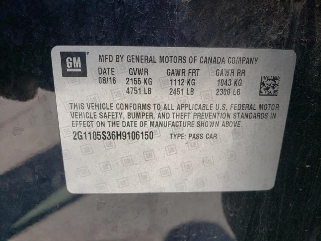 2017 Chevrolet Impala Lt VIN: 2G1105S36H9106150 Lot: 55902544