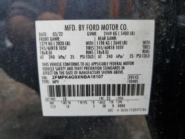 2022 Ford Edge Se VIN: 2FMPK4G9XNBA18107 Lot: 54699324