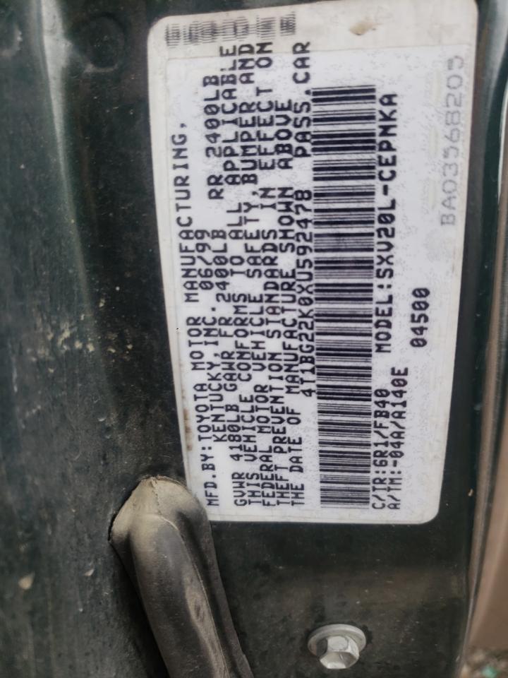 4T1BG22K0XU592478 1999 Toyota Camry Ce