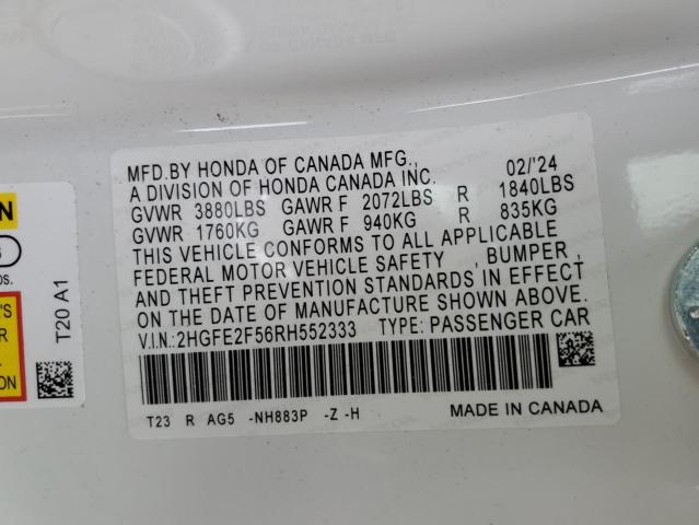 2HGFE2F56RH552333 2024 HONDA CIVIC - Image 13