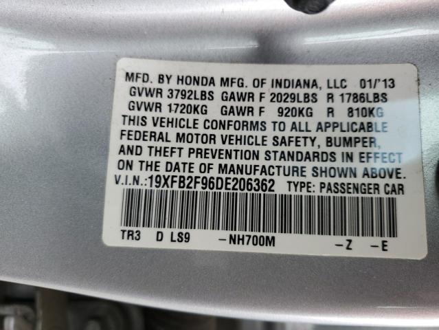 2013 Honda Civic Exl VIN: 19XFB2F96DE206362 Lot: 55169854