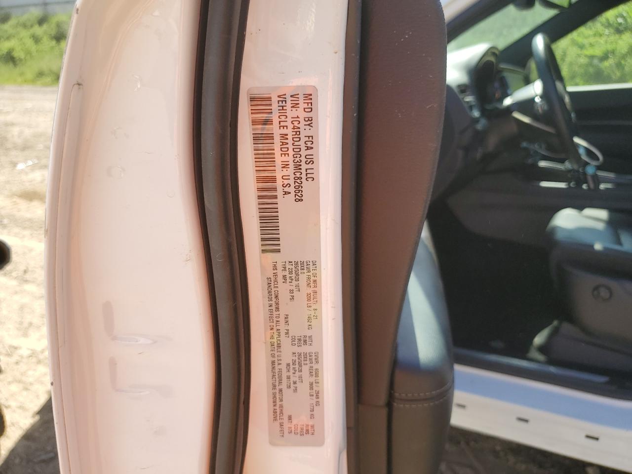 1C4RDJDG3MC826628 2021 Dodge Durango Gt