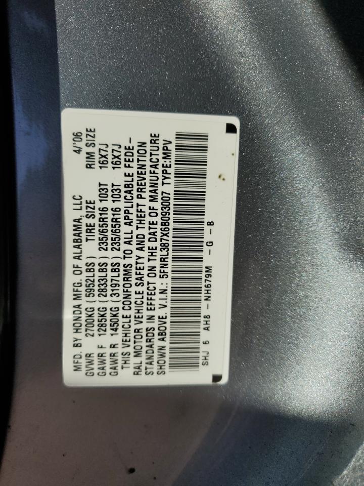 5FNRL387X6B093007 2006 Honda Odyssey Exl