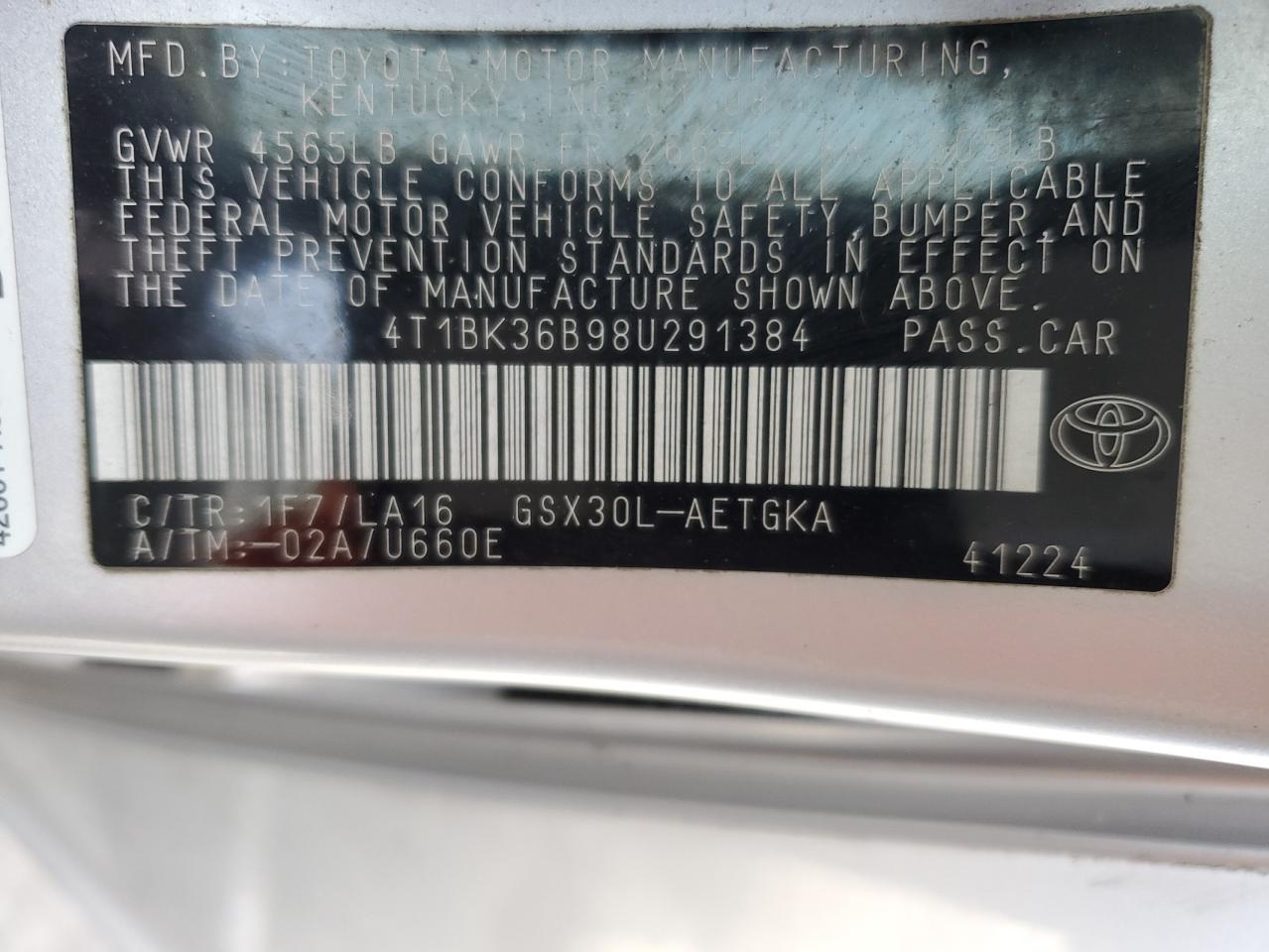 4T1BK36B98U291384 2008 Toyota Avalon Xl