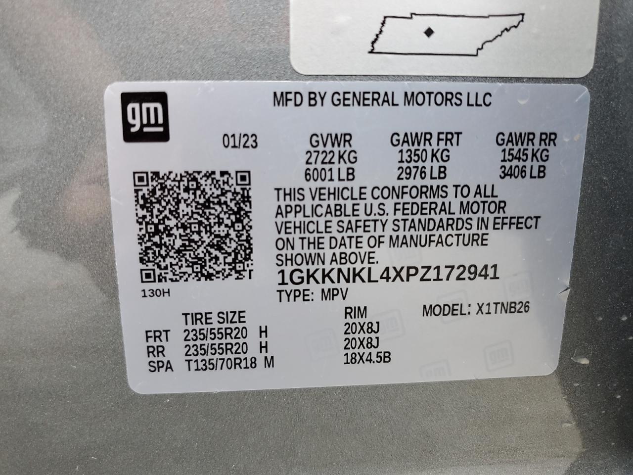 1GKKNKL4XPZ172941 2023 GMC Acadia Sle