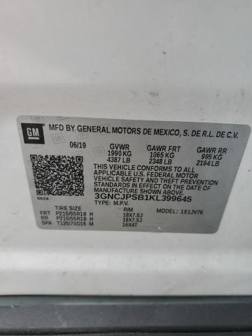 2019 Chevrolet Trax 1Lt VIN: 3GNCJPSB1KL399645 Lot: 55804554